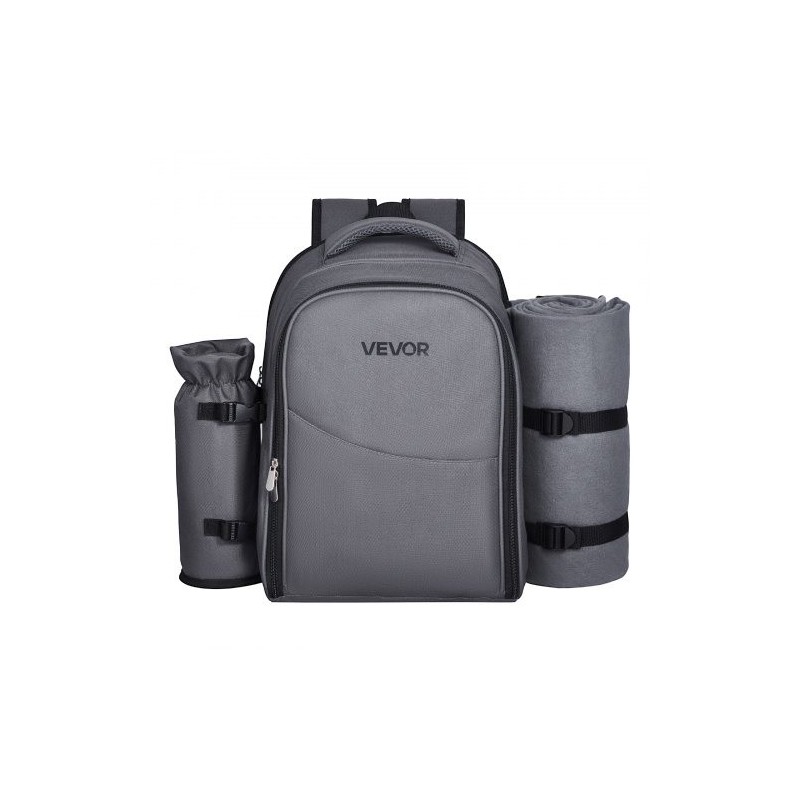 Piknikreppu 20 l 600D Oxford-kangas tummanharmaa eristetty viilennysosasto irrotettavalla pullotelineellä