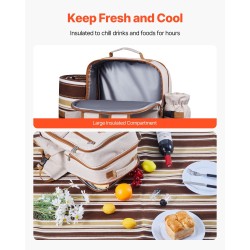 Piknikreppu 20L kestävä 600D kangas neljän hengen astiasto