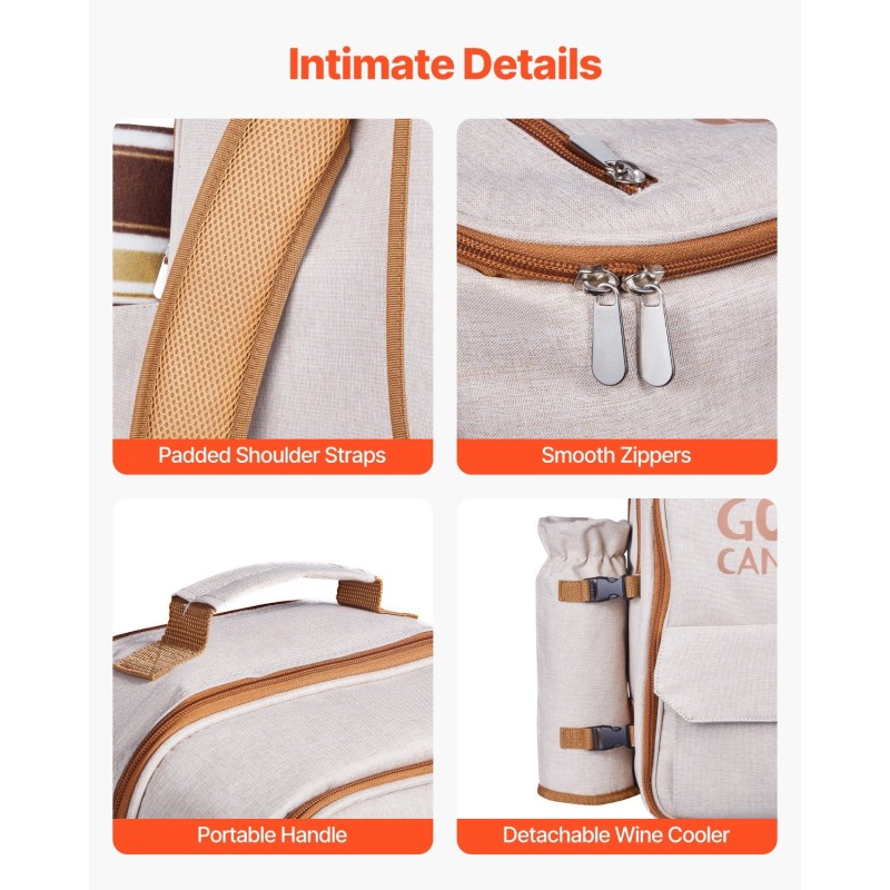 Piknikreppu 20L kestävä 600D kangas neljän hengen astiasto