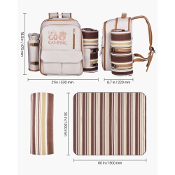 Piknikreppu 20L kestävä 600D kangas neljän hengen astiasto