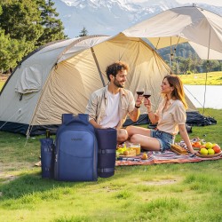 Piknikreppu tummansininen 20 l 600D Oxford-kangas kahdelle eristetty kylmäosasto