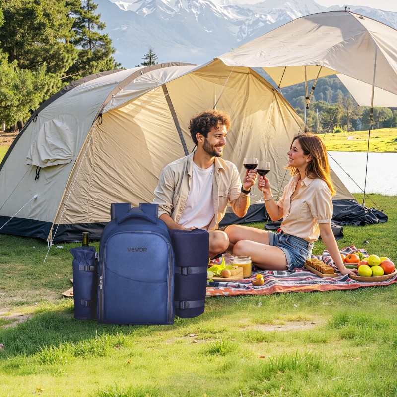 Piknikreppu tummansininen 20 l 600D Oxford-kangas kahdelle eristetty kylmäosasto