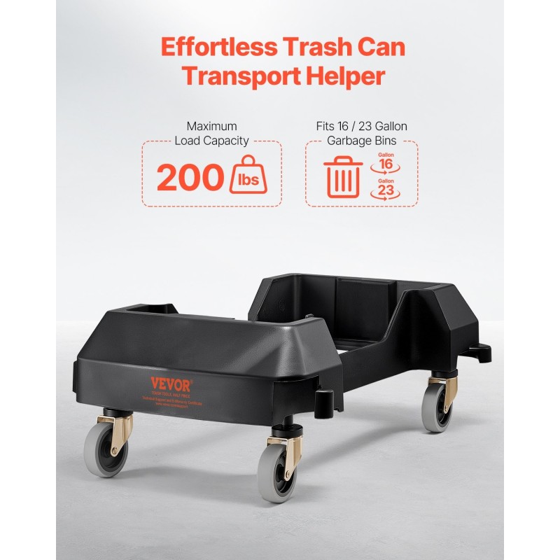 Jäteastiarulla-alusta polypropeenia 16/23 gallonan astioille 90 kg kantavuus