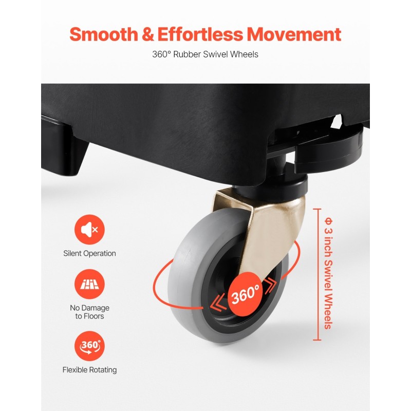 Jäteastiarulla-alusta polypropeenia 16/23 gallonan astioille 90 kg kantavuus