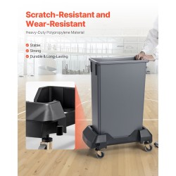 Jäteastiarulla-alusta polypropeenia 16/23 gallonan astioille 90 kg kantavuus