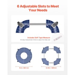 Säädettävä alusta pyörillä halkaisija 380–580 mm PP paneeli 181 kg kantavuus sininen