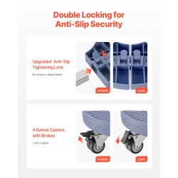 Säädettävä alusta pyörillä halkaisija 380–580 mm PP paneeli 181 kg kantavuus sininen