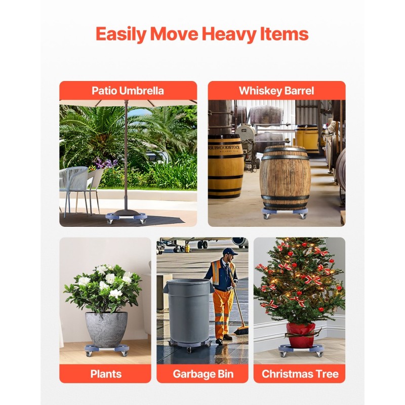 Säädettävä alusta pyörillä halkaisija 380–580 mm PP paneeli 181 kg kantavuus sininen