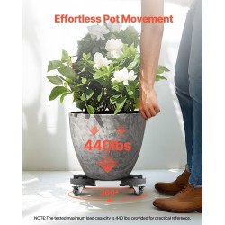 Rullaalusta PP-paneeli 380–580 mm roska-astioille ja kasviruukuille kantavuus 181 kg