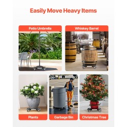 Rullaalusta PP-paneeli 380–580 mm roska-astioille ja kasviruukuille kantavuus 181 kg