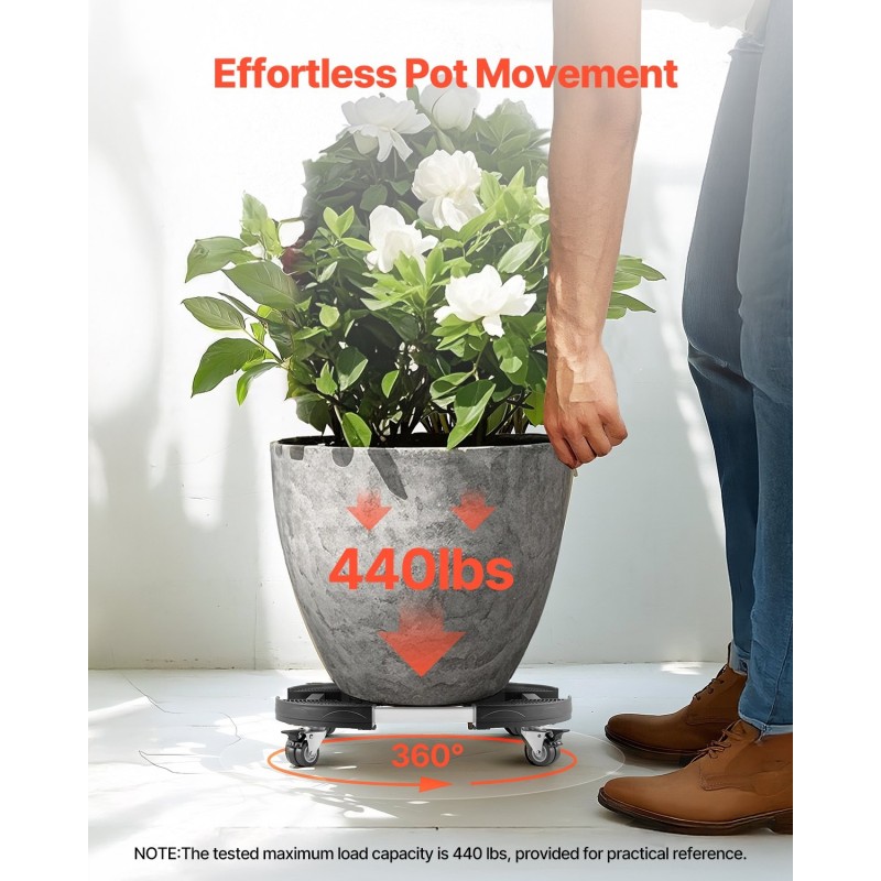 Rullattava alusta roskiksille ja ruukkuille 380–580 mm PP-muovi 2 kpl