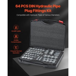 Hydrauliikkatulppasarja 64-osainen sinkitty 45-teräksestä DIN-liittimillä koot 14–36 putkille