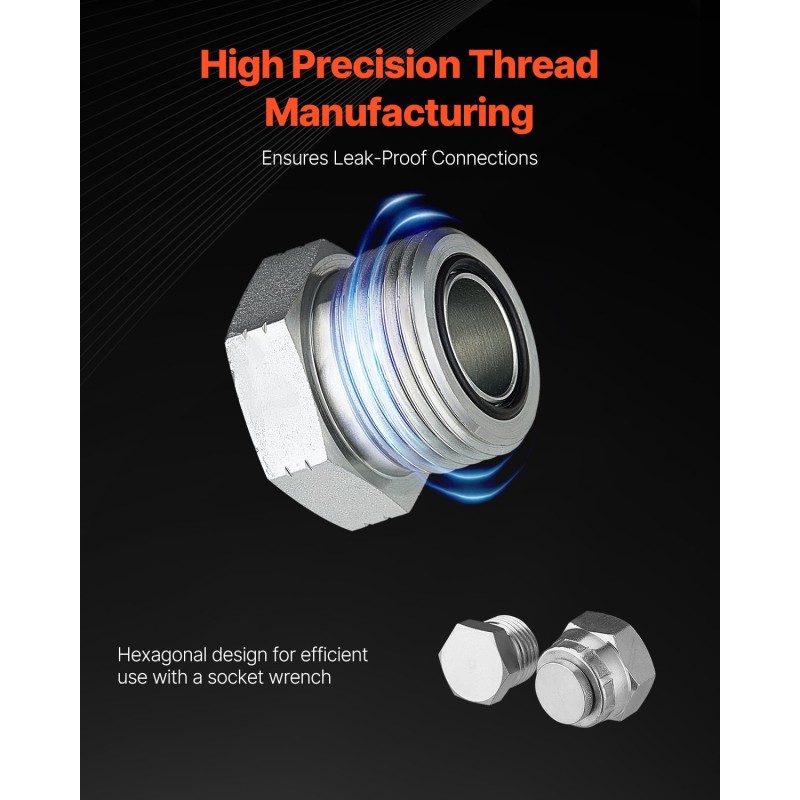 Hydrauliikkatulppasarja 64-osainen sinkitty 45-teräksestä DIN-liittimillä koot 14–36 putkille