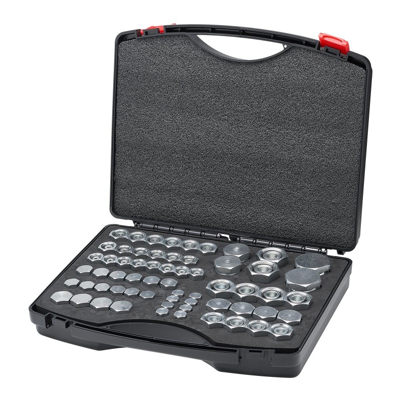 Hydrauliikkatulppasarja 64-osainen sinkitty 45-teräksestä DIN-liittimillä koot 14–36 putkille