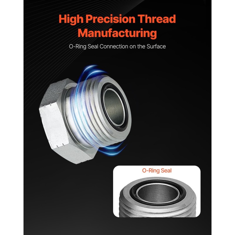 Hydraulitulppasarja 72 osaa ORFS-hydrauliliitoksiin sinkitty 45-teräs O-rengastiivistein lokeroitu laatikko