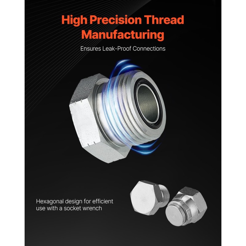 Hydraulinen 64-osainen tulppa ja korkkisarja galvanoitu teräsluokka 45 lokeroitu laatikko hydrauliikkaan