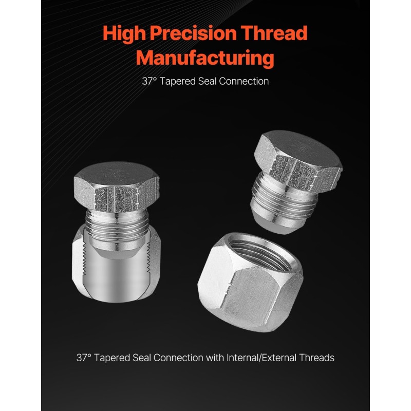Hydraulitulppa ja suojamuhvisarja 72-osainen sinkitty 45-teräksinen JIC 37 asteen