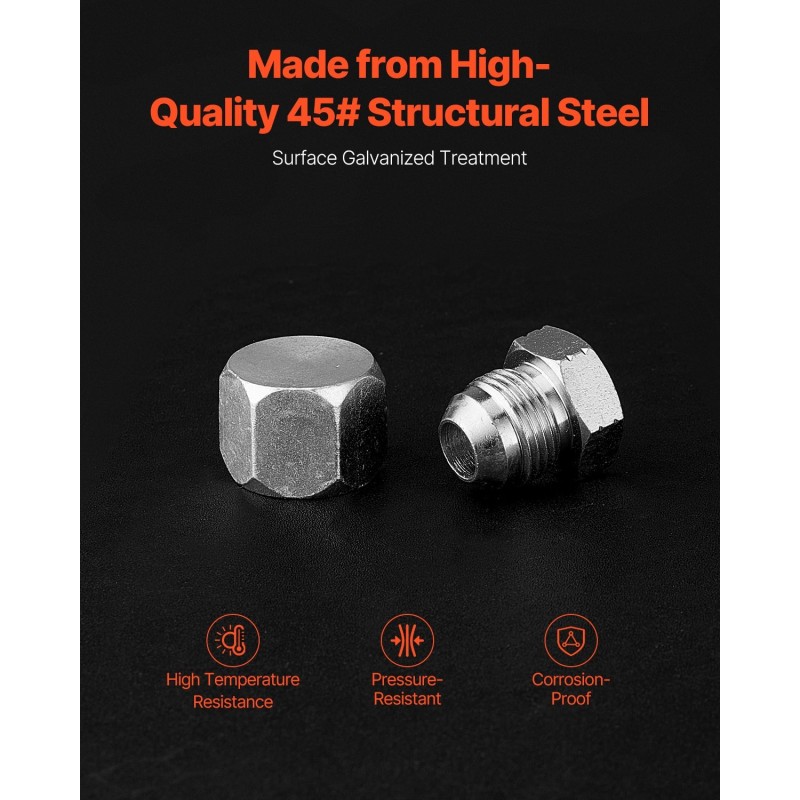 Hydraulitulppa ja suojamuhvisarja 72-osainen sinkitty 45-teräksinen JIC 37 asteen