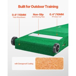 Siirrettävä syöttökumpu PP-keinonurmi puulevy 90 tuumaa baseball- ja softball-harjoitteluun