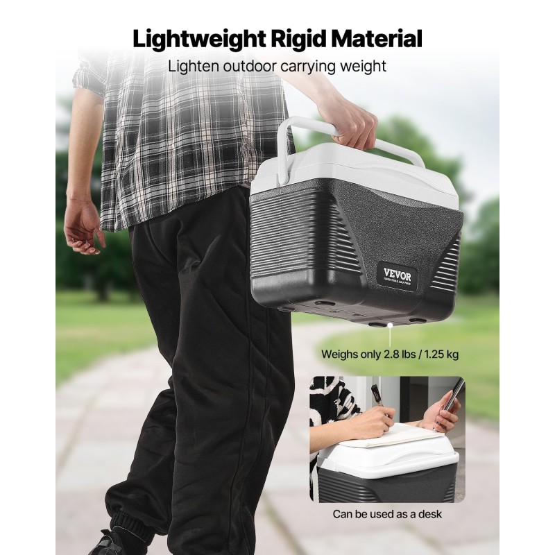 Kannettava eristetty kylmälaukku 8 l harmaanvalkoinen polyeteeni ja polypropeeni