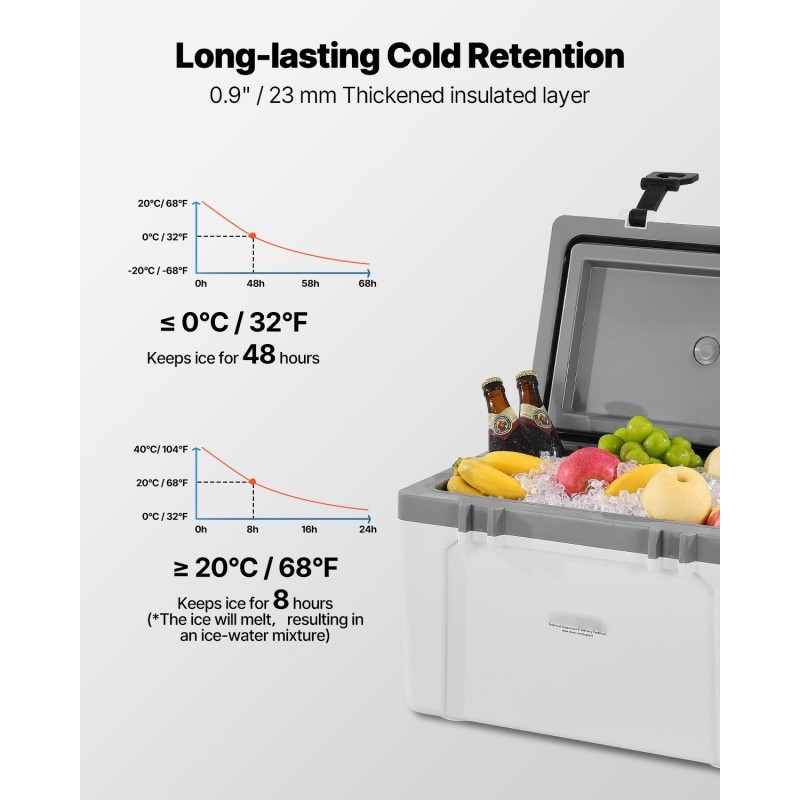 Kova kannettava kylmälaukku 24,6 l PE PP eristetty sivukahvoilla olkahihnalla