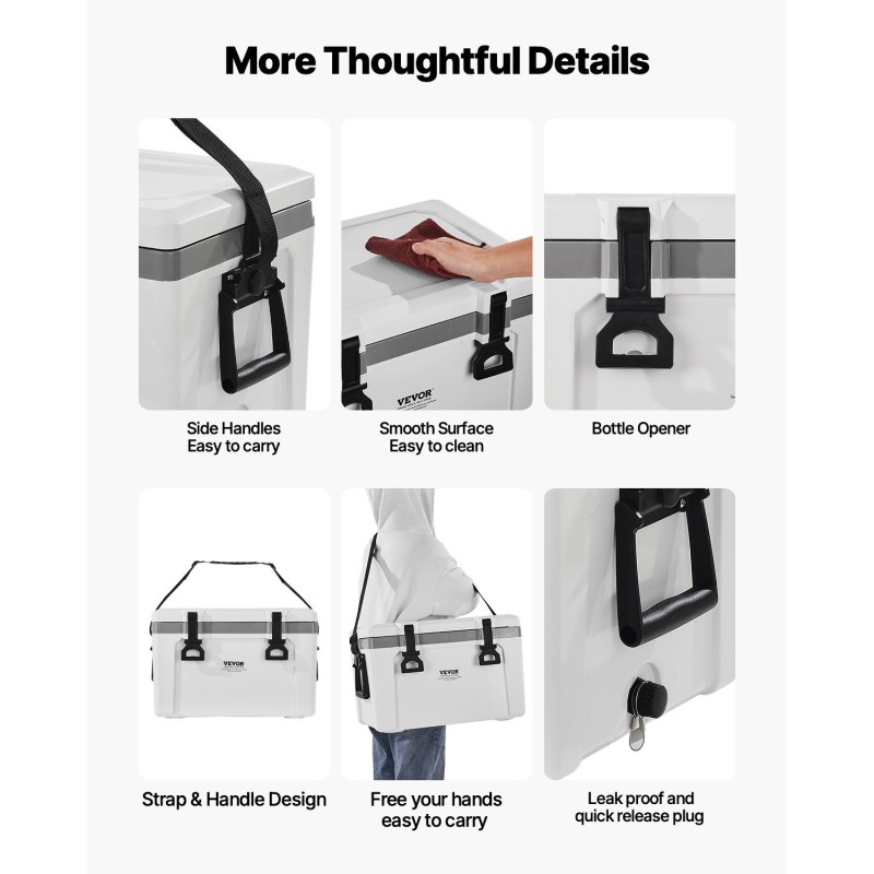 Kova kannettava kylmälaukku 24,6 l PE PP eristetty sivukahvoilla olkahihnalla