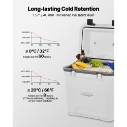 Kylmälaatikko 36 l PE ja PP harmaanvalkoinen kannettava ulkoiluun