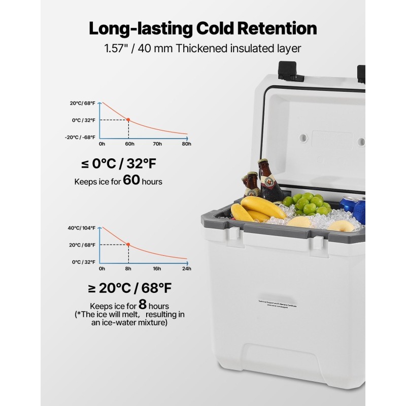 Kylmälaatikko 36 l PE ja PP harmaanvalkoinen kannettava ulkoiluun