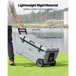 Kova siirrettävä kylmälaukku 70-litrainen pyörillä ja sivukahvalla