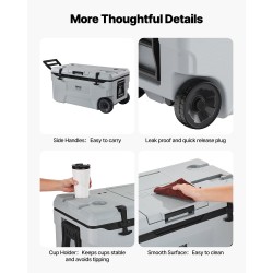 Kova siirrettävä kylmälaukku 70-litrainen pyörillä ja sivukahvalla