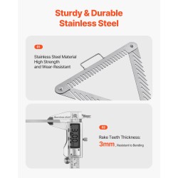 Vesikasaharava 24-tuumainen kolmisivuinen taittuva varsi ruostumaton teräs 9-metrinen köysi