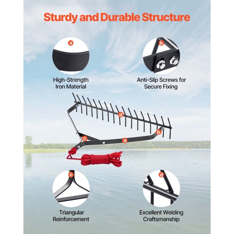 Rautainen köysimallinen vesikasvihara 9 metrin köydellä ja keräyspussilla