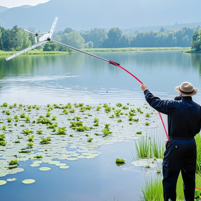 Järviruohonleikkuri ja harava ruostumatonta terästä säädettävä 920–1219 mm nailonköysi 9 m