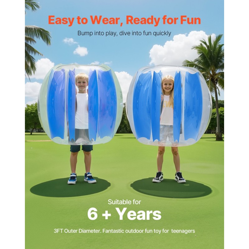 Täytettävät törmäilypallot PVC 950x950x900 mm 2 kpl siniraidalliset ulkopeleihin