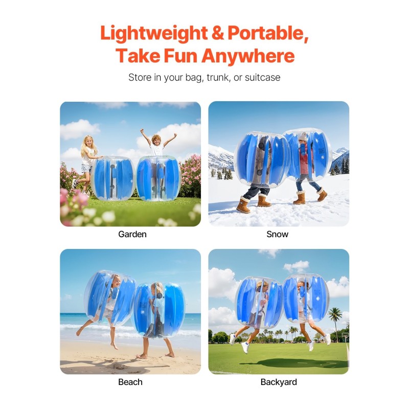 Täytettävät törmäilypallot PVC 950x950x900 mm 2 kpl siniraidalliset ulkopeleihin