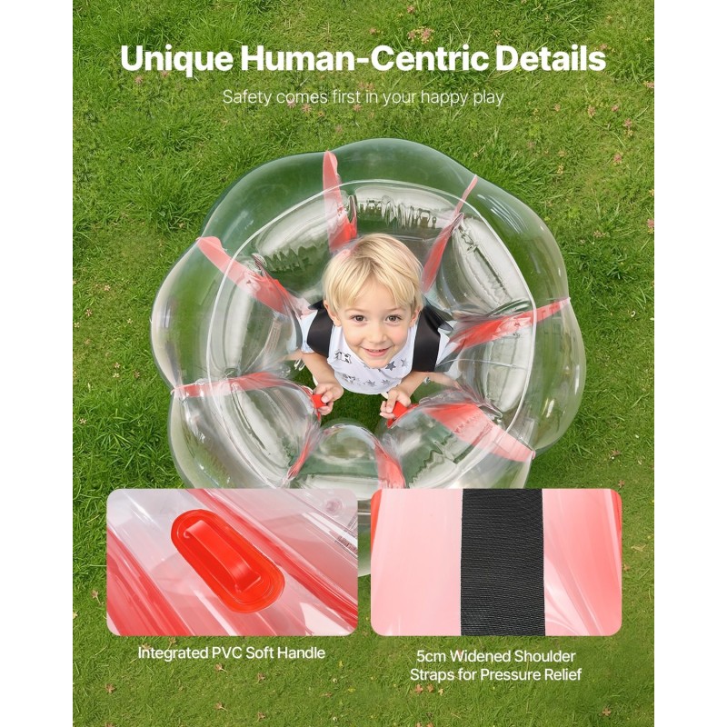 Ilmatäytettävät PVC-törmäyspallot 0,9 m 2 kpl punaraitaiset ulkoleikkeihin