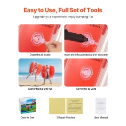 Ilmatäytettävät PVC-törmäyspallot 0,9 m 2 kpl punaraitaiset ulkoleikkeihin