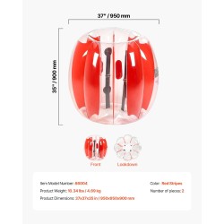 Ilmatäytettävät PVC-törmäyspallot 0,9 m 2 kpl punaraitaiset ulkoleikkeihin