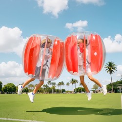 Ilmatäytettävät PVC-törmäyspallot 0,9 m 2 kpl punaraitaiset ulkoleikkeihin