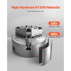 3-leukainen itsekeskittyvä sorvinistukka HT300 160 mm puu- ja metallisorville