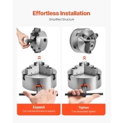 3-leukainen itsekeskittyvä sorvinistukka HT300 160 mm puu- ja metallisorville
