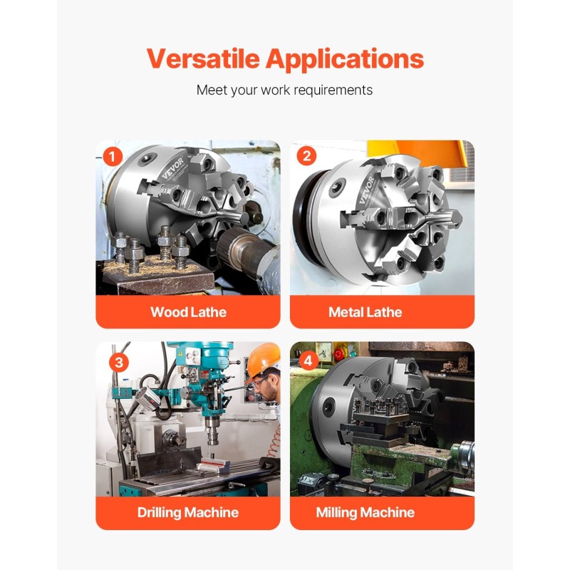 Sorvin istukka 6-leukainen valurautainen 160 mm itsestään keskittävä puu ja metallisorville