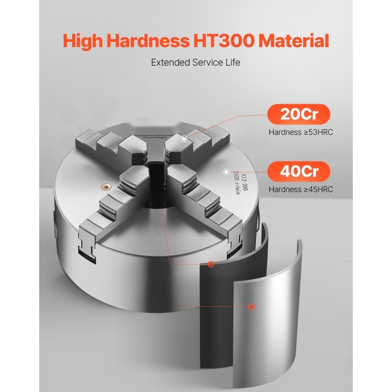 4-leukainen sorvin istukka valurauta 200 mm kierrelaippa sisäleuka askelleuka