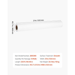 Tutkimuspöydän kertakäyttöpaperi 533 mm leveä 12 rullaa sileäpintainen vuotosuojattu