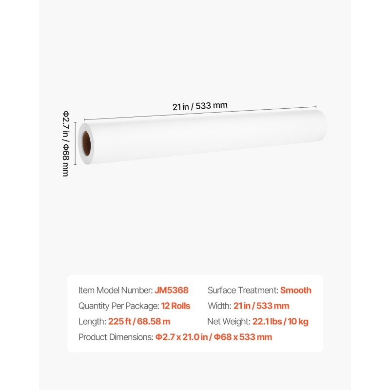 Tutkimuspöydän kertakäyttöpaperi 533 mm leveä 12 rullaa sileäpintainen vuotosuojattu