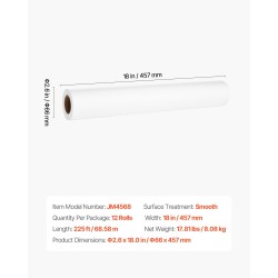 Tutkimuspöydän paperirulla 18 tuumaa 12 rullaa sileä vuotitiivis repäisykestävä