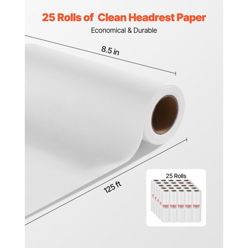 Niskatuen suojapaperirullat 25 rullaa krepattu 20 g/m² 215 mm 38,1 m