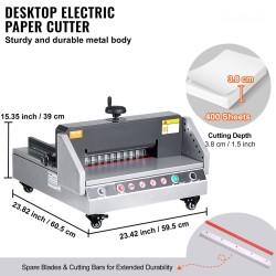 Pöytämallinen sähköinen paperileikkuri 330 mm leikkuuleveys 40 mm leikkuusyvyys infrapunaturva