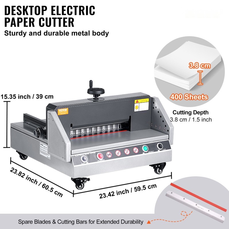 Pöytämallinen sähköinen paperileikkuri 330 mm leikkuuleveys 40 mm leikkuusyvyys infrapunaturva