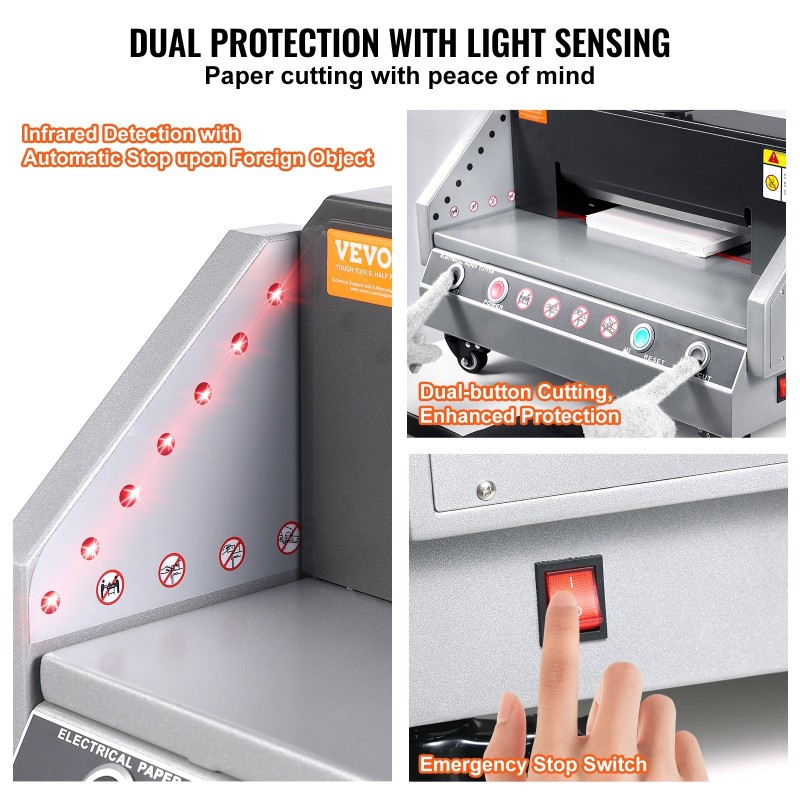 Pöytämallinen sähköinen paperileikkuri 330 mm leikkuuleveys 40 mm leikkuusyvyys infrapunaturva